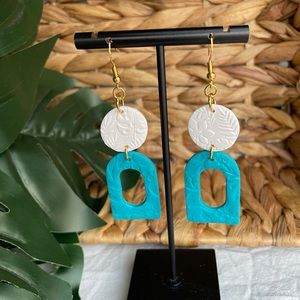 Handmade polymer clay floral type dangly earrings